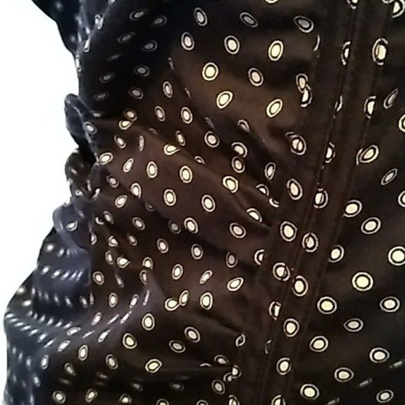 NWOT BLOUSE FITTED COTTON STRETCH RUCHED NAVY BLUE COMBO SIZE X-SMALL WOMENS XS - Picture 3 of 8